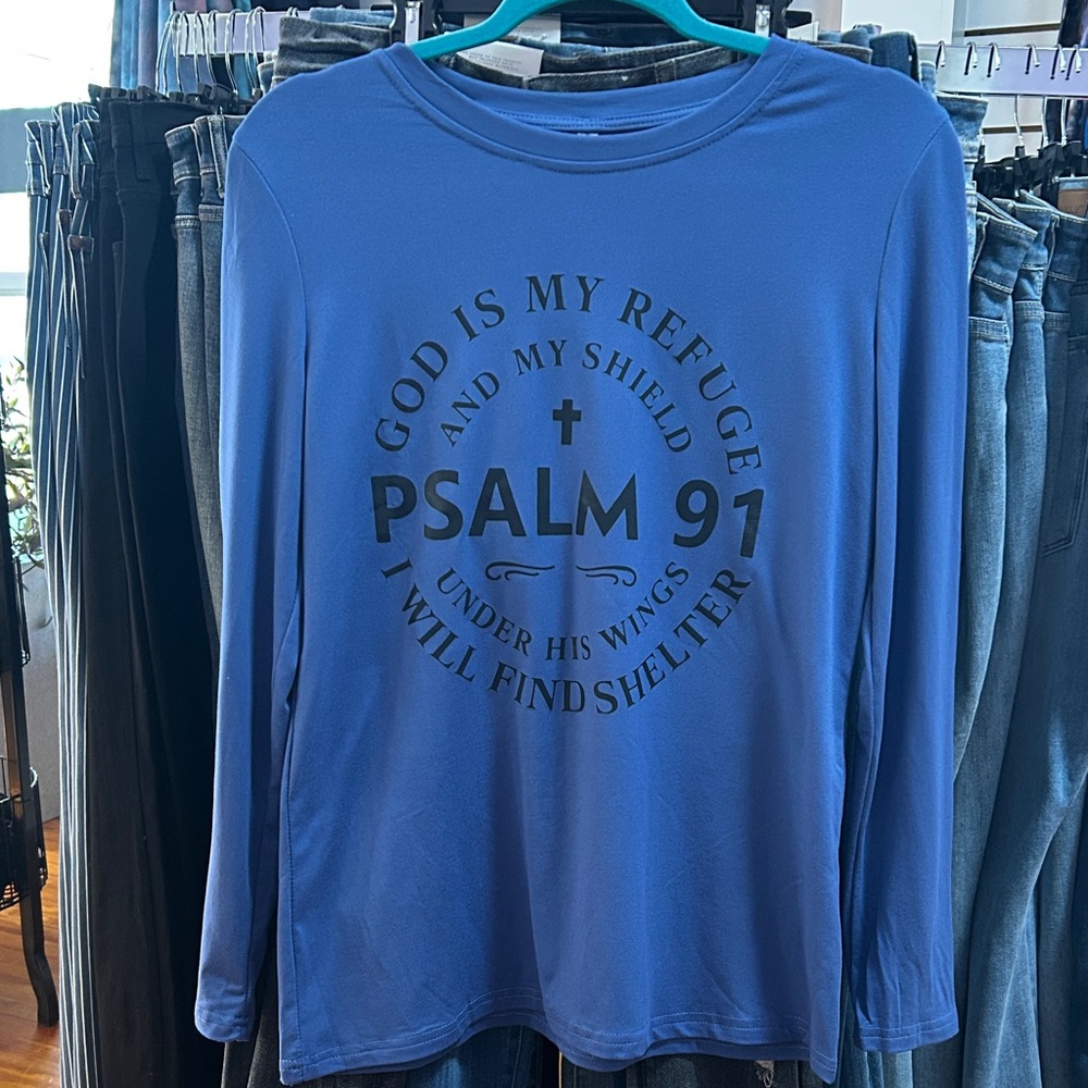 Women's Blue Long Sleeve Tee